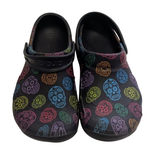 Crocs "Day of the Dead" Clogs Bistro Graphic Sugar Skull M6 W8 Unisex Black - Picture 2 of 7
